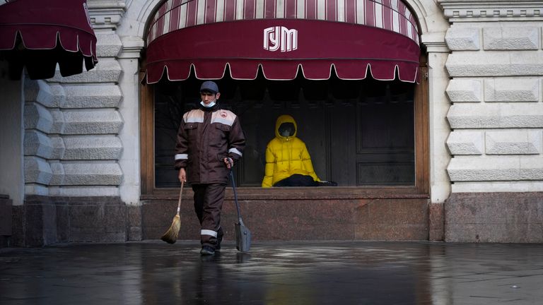 Stores have closed across Moscow as part of measures to slow the spread of the virus