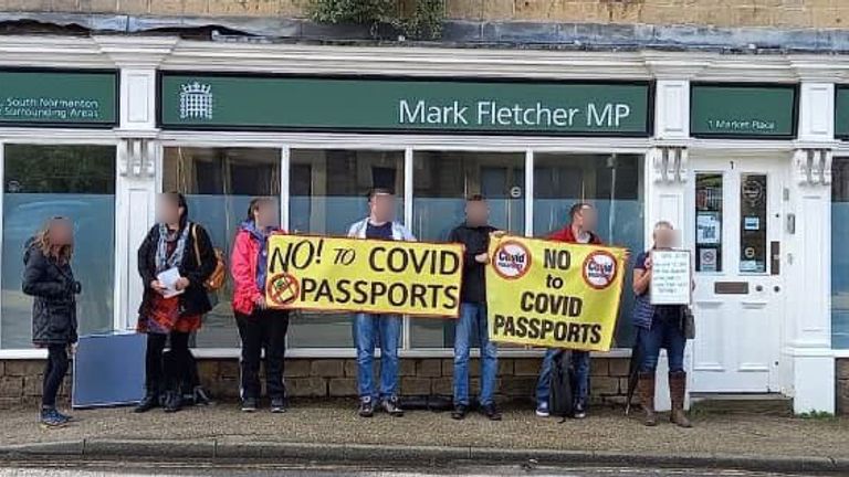 Protesters gathered outside Mark Fletcher&#39;s office