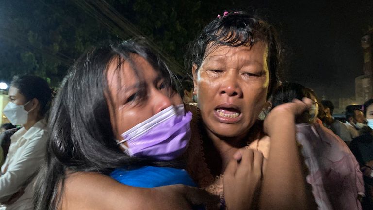 Pic: AP 
People reunited after the Myanmar prisoner release