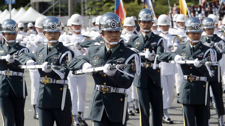 The military honour guard during National Day celebrations 