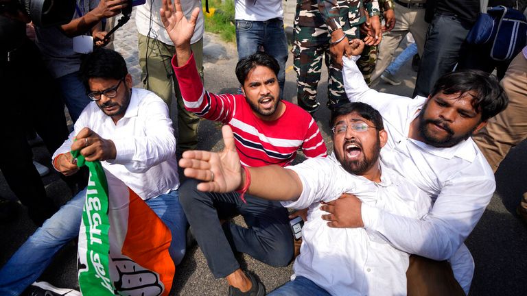 The protests in New Delhi come amid continuing opposition to new agriculture laws. Pic: AP