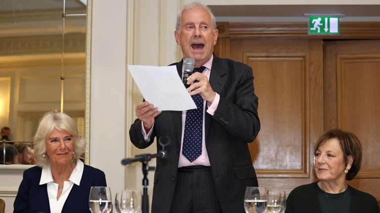 Gyles Brandreth with the Duchess of Cornwall (L) and Delia Smith