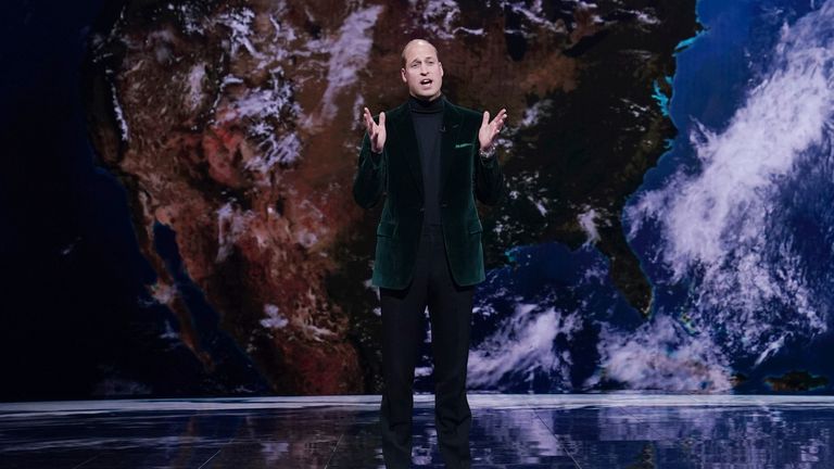 Prince William on stage during the Earthshot ceremony