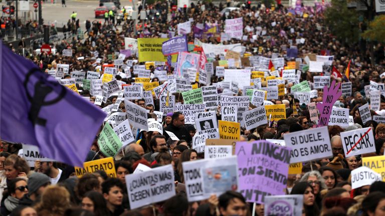 During a gender-based and sexual violence demonstration in 2018, protestors opposed a union supporting sexual workers