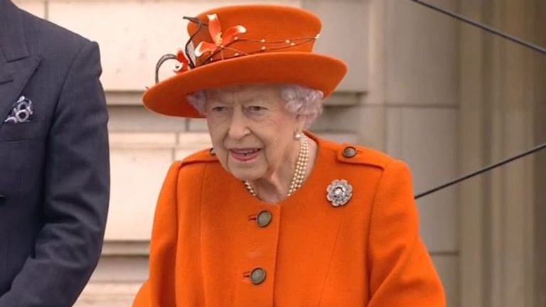 The Queen appears outside Buckingham Palace for a public engagement