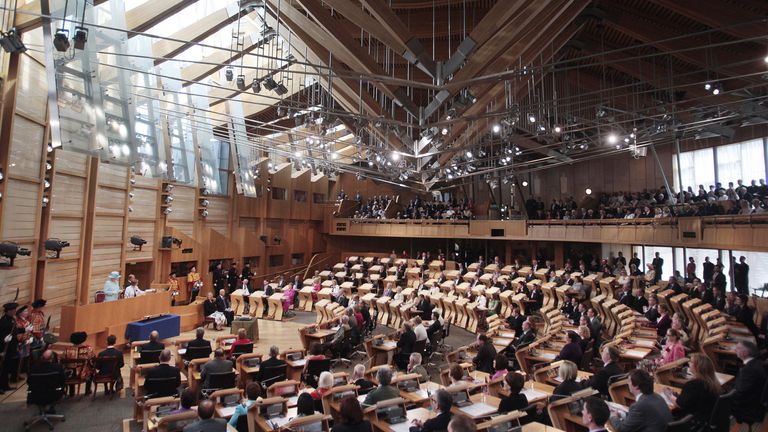 The Queen addressing the Holyrood chamber when she opened the fourth session of parliament in 2011