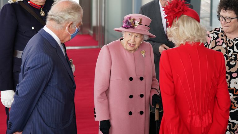 The Queen with the Prince of Wales and the Duchess of Cornwall
