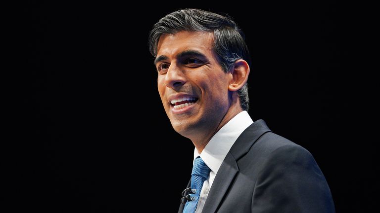 Chancellor of the Exchequer Rishi Sunak speaking at the Conservative Party Conference in Manchester. Picture date: Monday October 4, 2021.