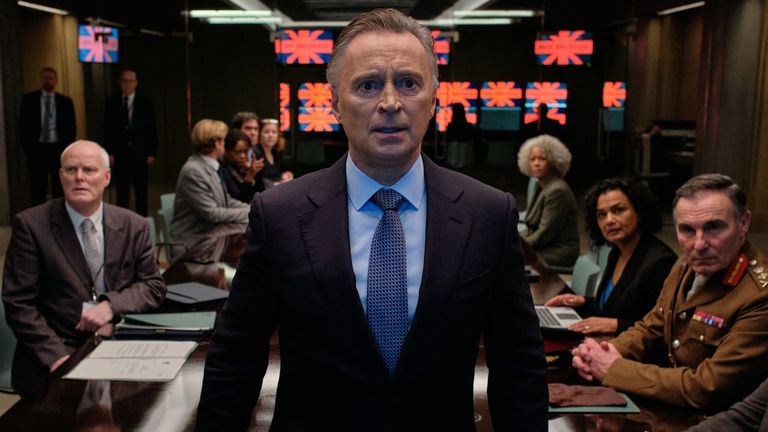 Robert Carlyle plays Prime Minister Robert Sutherland in COBRA: Cyberwar, the second series of the hit drama. Pic: Sky UK