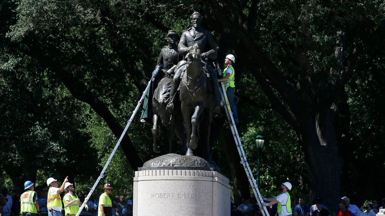The statue was removed from a Dallas park in 2017. Pic: AP