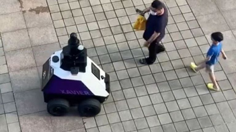 Xavier the robot patrols streets of Singapore