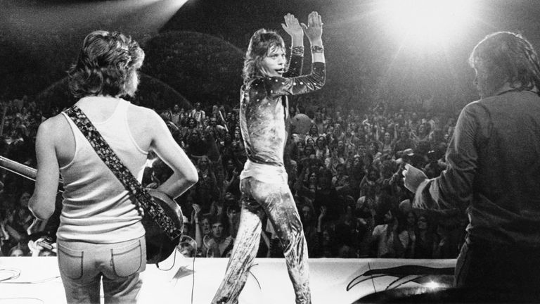 Pic: AP
Mick Jagger of the rock and roll band The Rolling Stones as he performed for two capacity crowds, June 25, 1972 in Houston. Jagger (c) takes charge of a crowd of young people and really holds them spellbound for the two hour performance. The show went quite smoothly with very few arrests compared to some of the other concerts the Stones have had in other cities in their U.S. tour. (AP Photo)