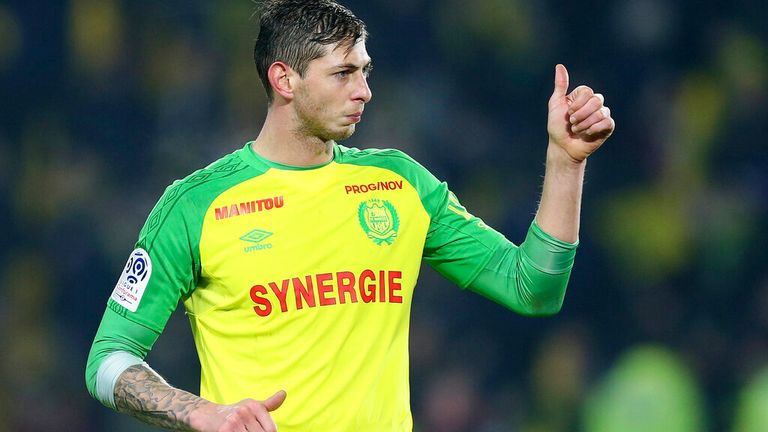 Sala pictured on 14 January 2018 at a FC Nantes match against PSG at home 