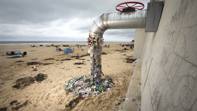 Surfers Against Sewage unveiled this installation at Watergate Bay in Newquay in the summer