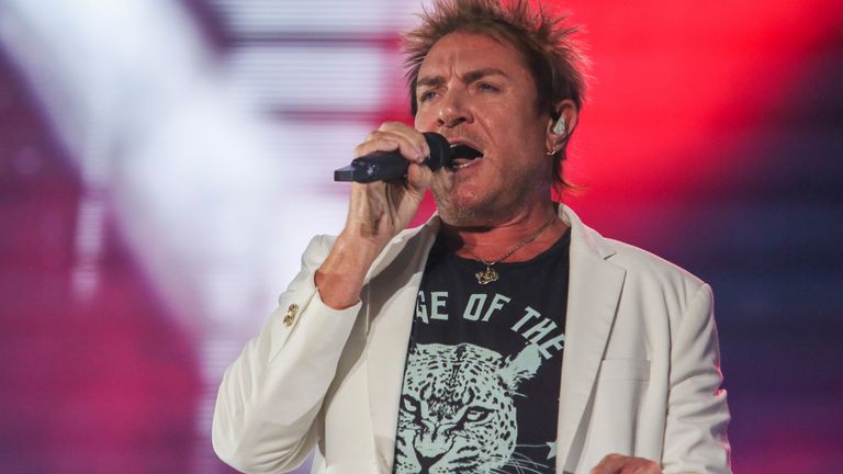 Duran Duran&#39;s Simon Le Bon performs at the Austin City Limits Music Festival in Texas, October 2021. Pic: Jack Plunkett/Invision/AP


