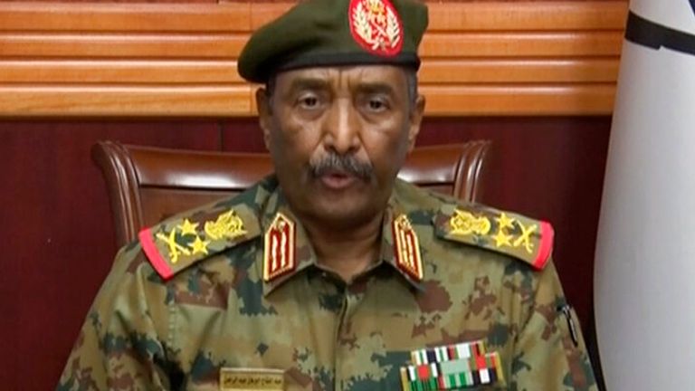 The general announced on TV that he was dissolving the government. Pic: AP