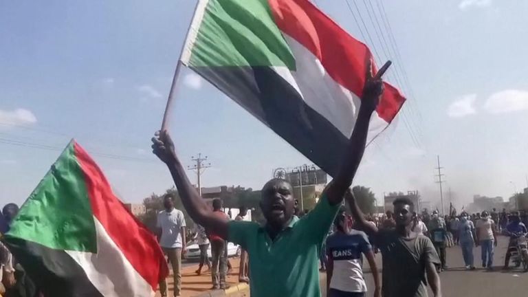  Thousands march in protest against Sudan military takeover
