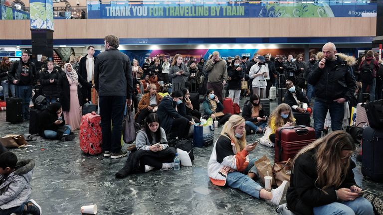 Hundreds of people were left stranded at Euston after trains were canceled due to a felled tree