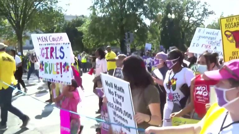 Protests against the &#39;heartbeat bill&#39; limiting abortion in Washington DC