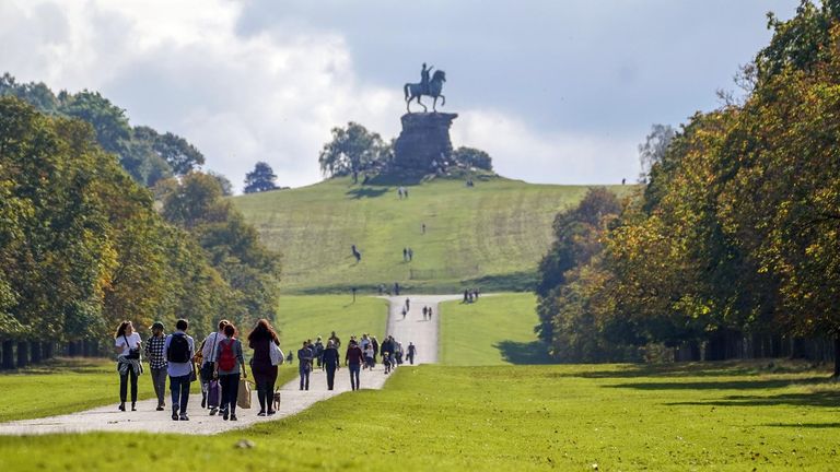 People walking along the Long Walk in Windsor, Berkshire. Picture date: Sunday October 10, 2021.