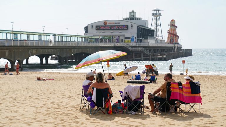 People enjoy the warm weather on Bournemouth Beach in Dorset. Picture date: Wednesday September 8, 2021.