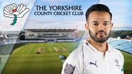 A graphic of Azeem Rafiq, with Headingley Stadium in the background