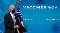 Joe Biden's vaccine mandate has been challenged in federal court. Pic: AP