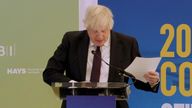Boris Johnson stumbles over his speech at the CBI conference