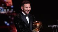 Lionel Messi with his seventh Ballon d&#39;Or award