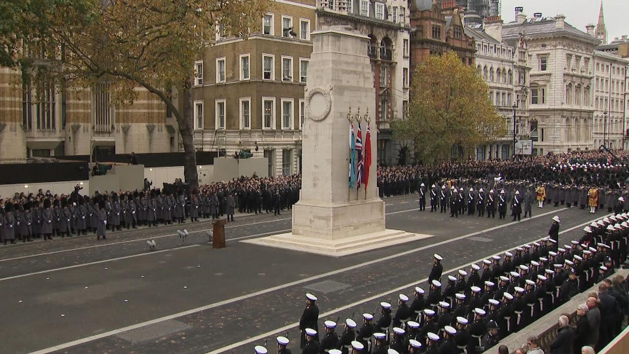 Queen Misses Remembrance Sunday Service After Spraining Her Back As Pm And Royals Join