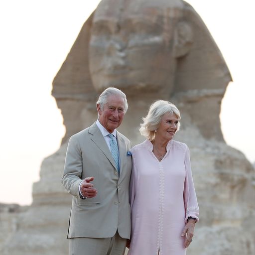 Prince Charles and Duchess of Cornwall pictured visiting the Great Sphinx during Egypt trip