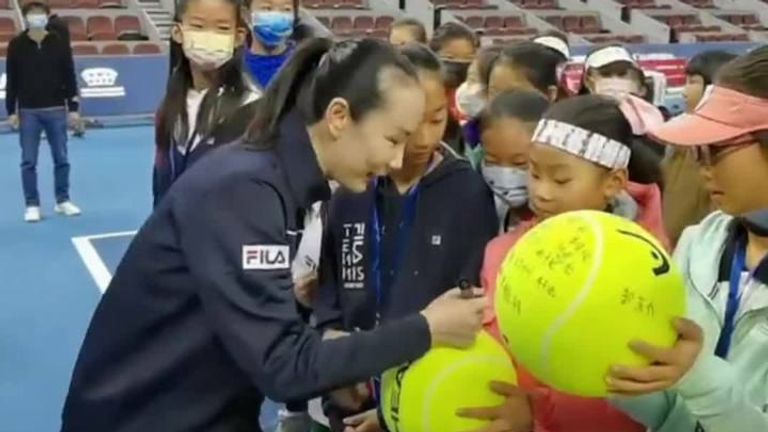 Missing Peng Shuai seen at tennis final