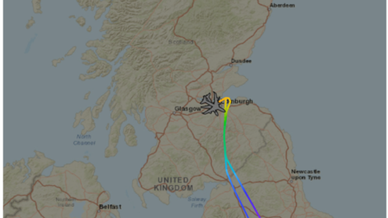 The US aircraft landed in Edinburgh, which is just under 50 miles from Glasgow, at around 11am.