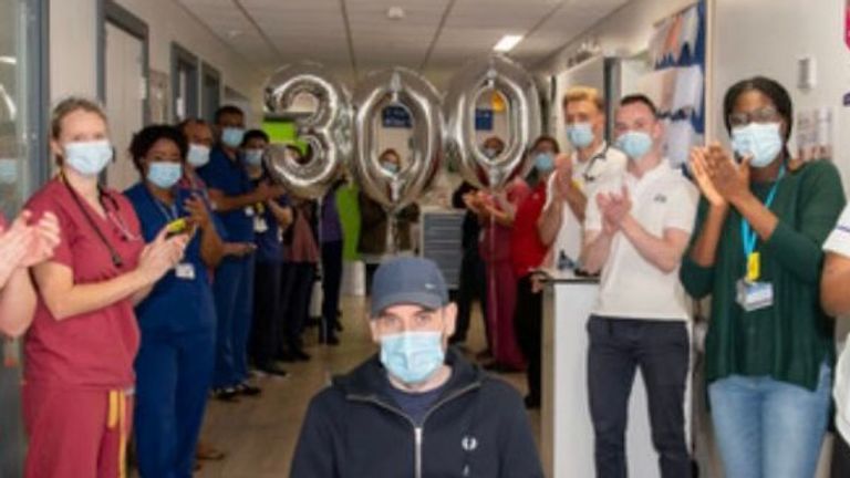 COVID patient Andy Watts left the Queen Elizabeth Hospital in Woolwich after 300 days