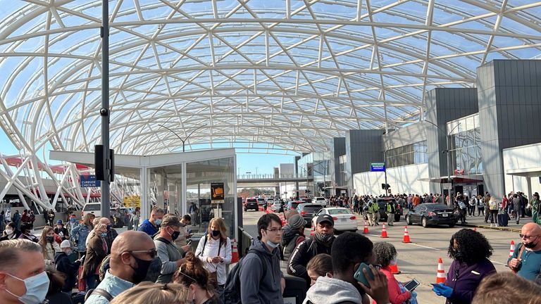 People fled from the airport after the shot was fired. Pic: @dwainweston
