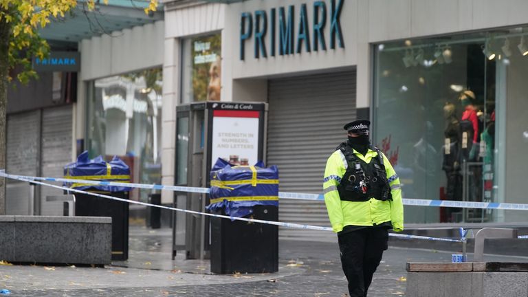 A police cordon is in place near the scene in Liverpool city centre