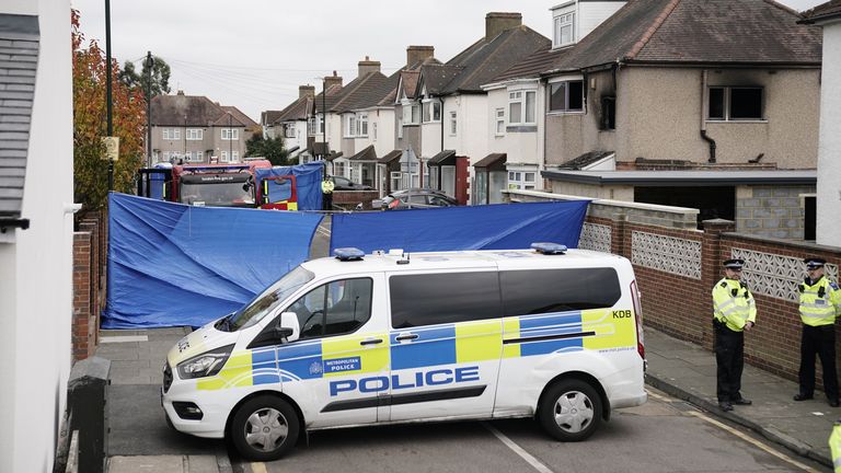 Emergency services at the scene of a house fire on Hamilton Road in Bexleyheath