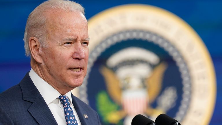 President Joe Biden hopes the release of oil reserves will ease prices. Pic: AP