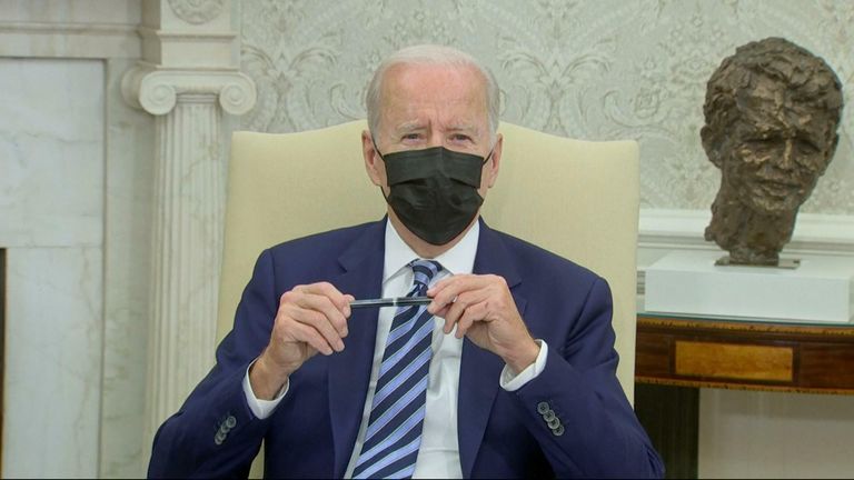 When asked about whether or not the US will boycott the Beijing winter Olympics US President Joe Biden says its &#39;something we&#39;re considering&#39;.