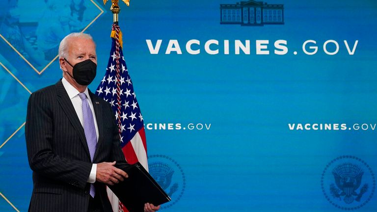 Joe Biden&#39;s vaccine mandate has been challenged in federal court. Pic: AP