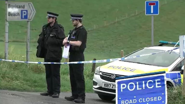 Police on patrol near Bovisand, where the body was found after information was received