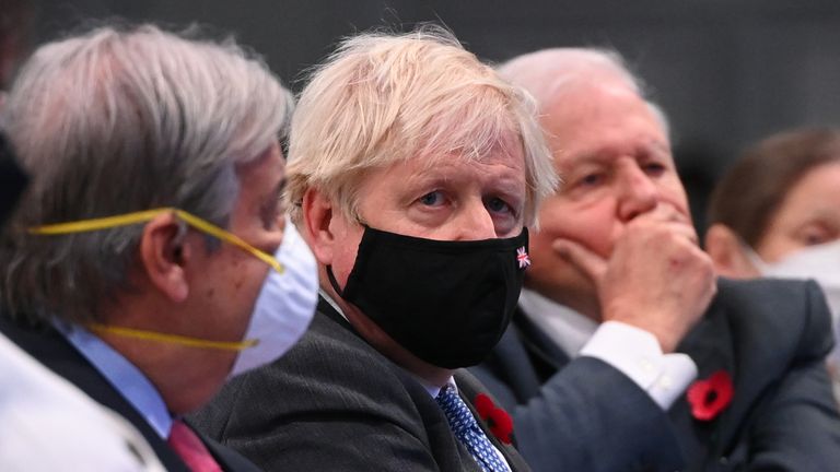 Secretary-General of the United Nations Antonio Guterres, British prime Minister Boris Johnson and Sir David Attenborough