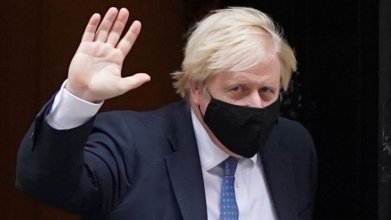 Prime Minister Boris Johnson leaves Downing Street to attend Prime Minister&#39;s Questions