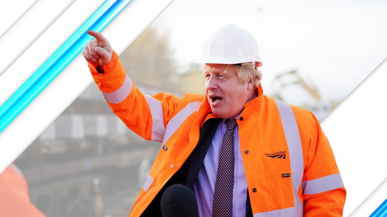 Prime Minister Boris Johnson during a visit to the Network Rail hub at Gascoigne Wood, near Selby, North Yorkshire
