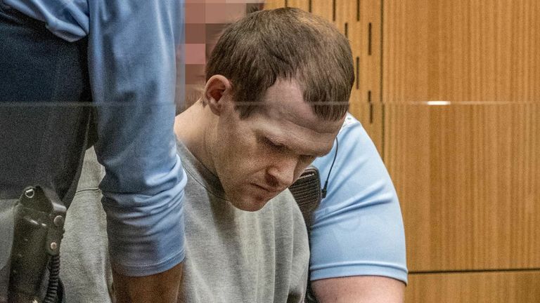 Brenton Tarrant seen during his sentencing at the High Court in Christchurch