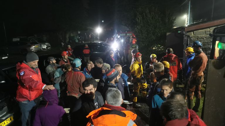 Over 300 volunteers from 10 rescue teams worked with the emergency services. Pic: South & Mid Wales Cave Rescue Team