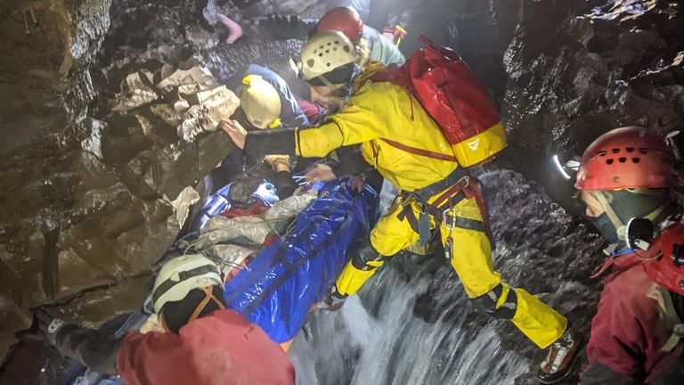 The man was rescued after 54 hours. Pic: South & Mid Wales Cave Rescue Team