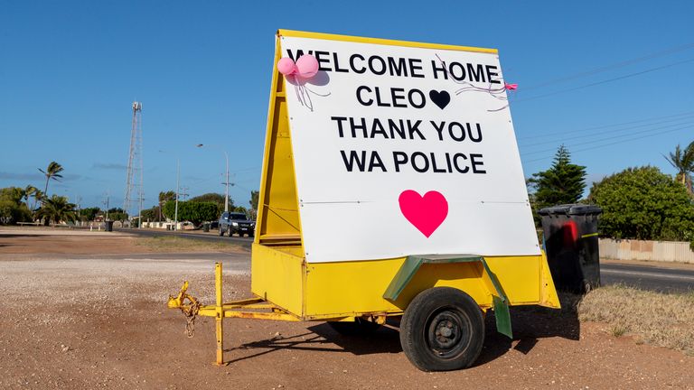 A sign in Carnarvon, where Cleo as found. Pic: AP