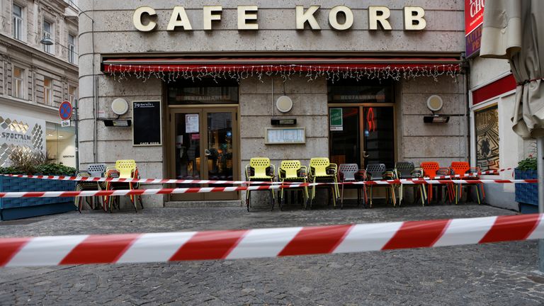 A closed cafe in Vienna, Austria