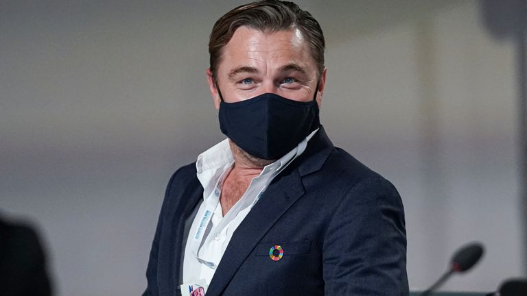 Actor Leonardo DiCaprio participates in the Global Methane Pledge event during the UN Climate Change Conference (COP26) in Glasgow, Scotland, Britain, November 2, 2021. REUTERS/Kevin Lamarque
